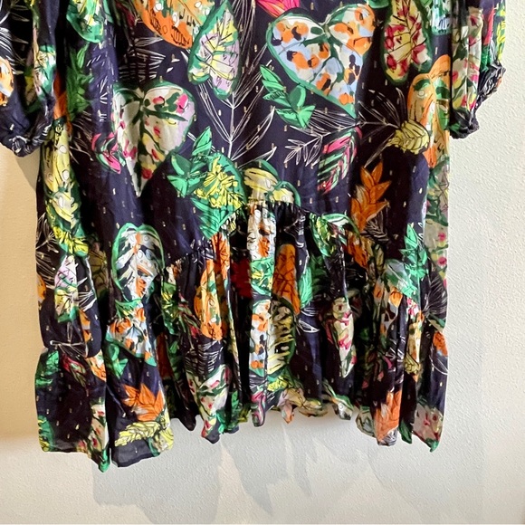 Vilagallo Ruffled Dress size 44 palm leaf design rich colors. Sizing US size 10 - Picture 5 of 9